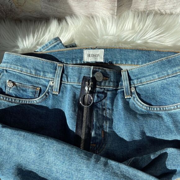 Hudson Riley Relaxed Straight Leg Ring Zip Crop Jeans Sz 27 - Picture 8 of 11